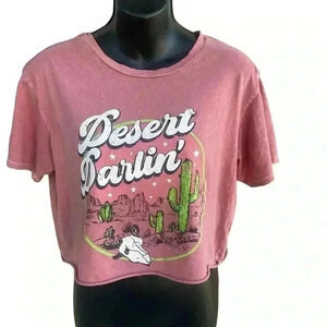 Occasion women’s pink Dessert Darling graphic tee cropped pre-owned sz Large